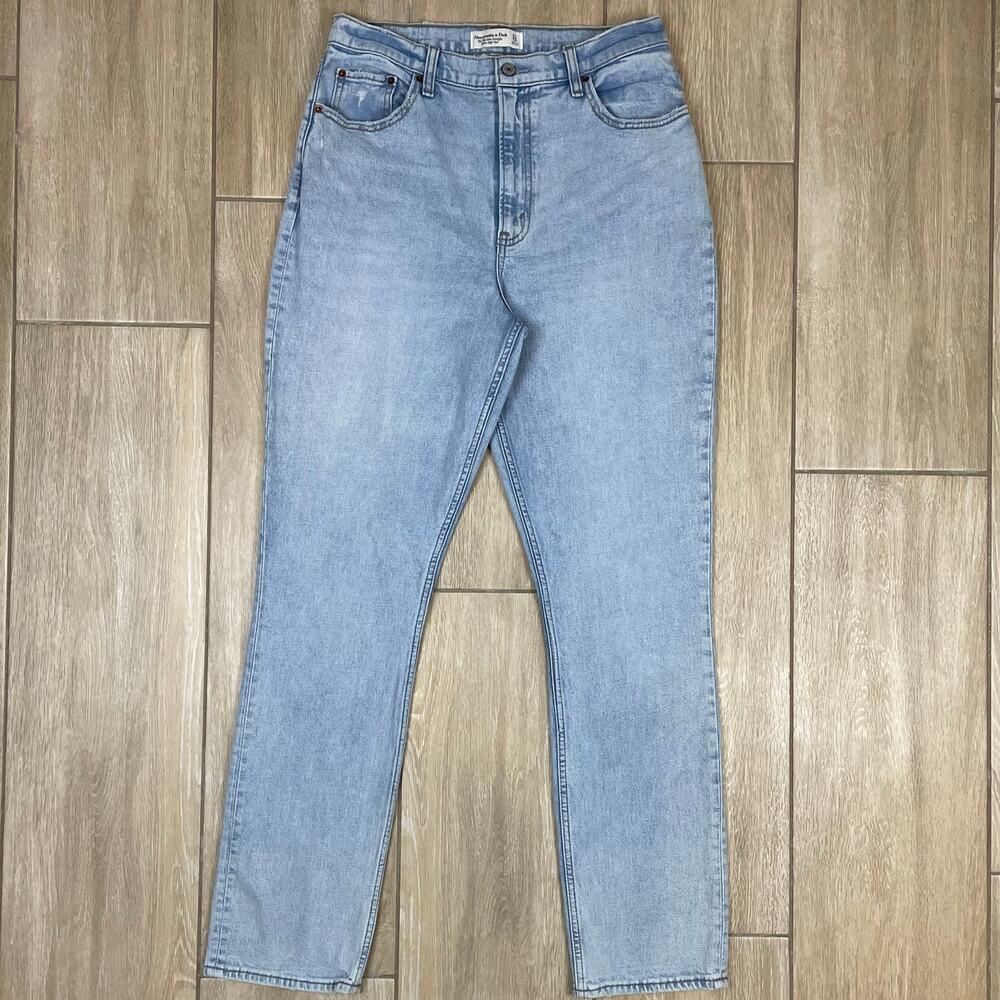 Abercrombie Curve Love 90s Slim Straight Jeans Women 31 Light Wash High Rise